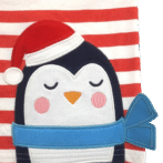 Pranava 100% Organic Unisex Red LS tee & Navy pant with Festive Penguin Graphics - Image 2