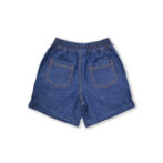 Trendy Unisex Baby Wear 100% Organic Cotton Denim Shorts with Cute Frog Embroidered - Navy - Image 3