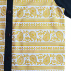 Boys Kurta with Golden Printed Attached Jacket & Pyjama-Navy - Image 3