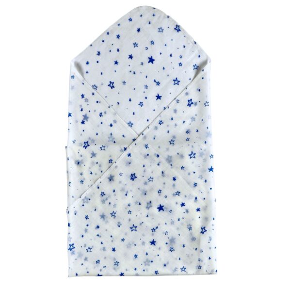 Unisex 100% Organic Cotton Blue Star Printed Baby Wrap