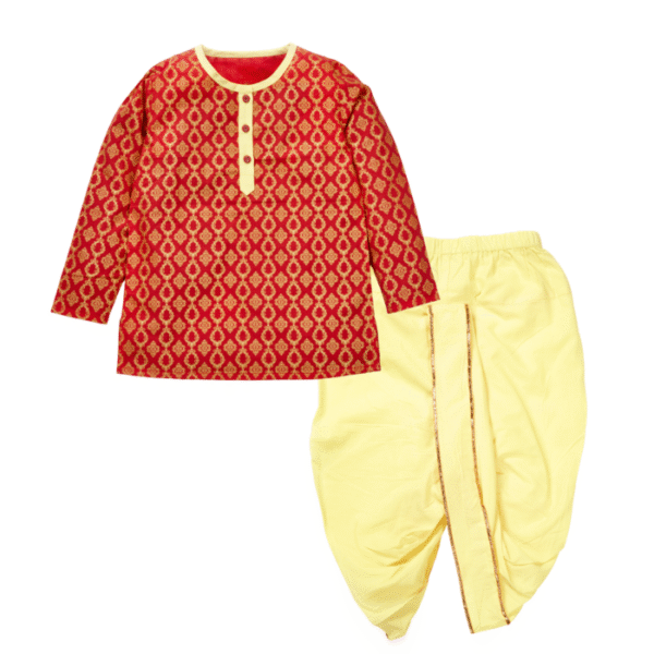 Boys Festive Glitter Printed Kurta & Dhoti