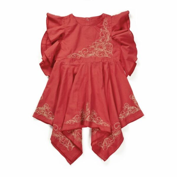 Girls Festive Embroidered Handkerchief Style Frock