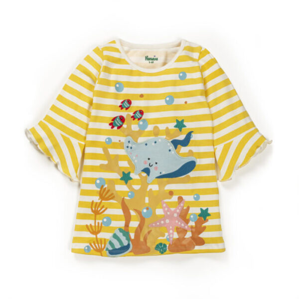 Girls Sea Life Embroidered & Printed A-Line Dress