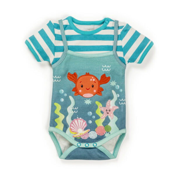 Unisex Sea Life Printed 100% Organic Cotton Bodysuit