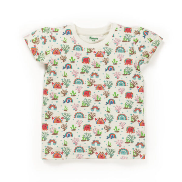 Kids Girls Sea Life Printed 100% Organic Cotton Top