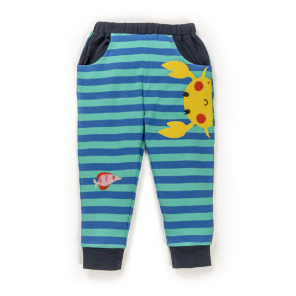 Kids Boys Fish Embroidered 100% Organic Cotton Pants