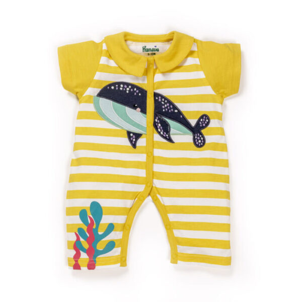 Unisex 100% Organic Cotton Fish Embroidered Romper
