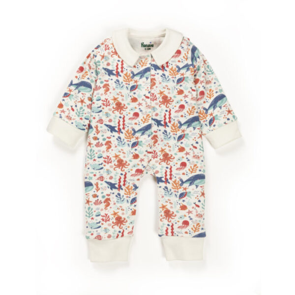Unisex Sea Life Printed 100% Organic Cotton Romper