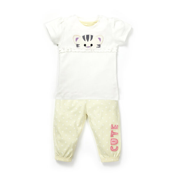Girls Embroidered Printed Top & Pant Set
