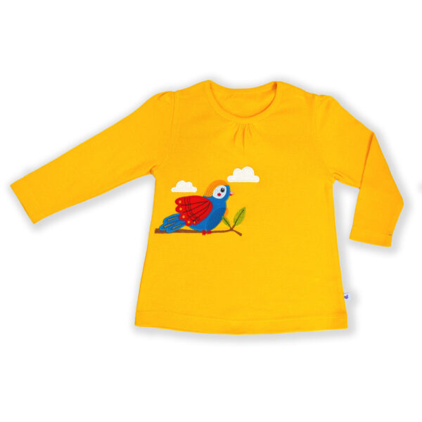 Girls Parrot Embroidered 100% Organic Cotton T-Shirt