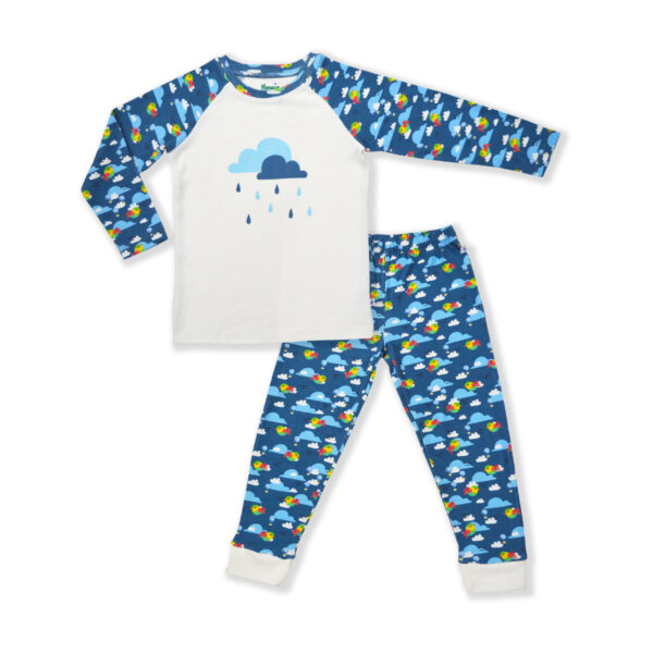 Unisex Cloud & Birds Printed Raglan T-Shirt & Pant