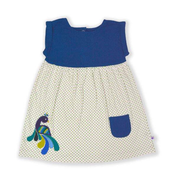 Trendy Girls Wear Peacock Embroidered Yoke Frock