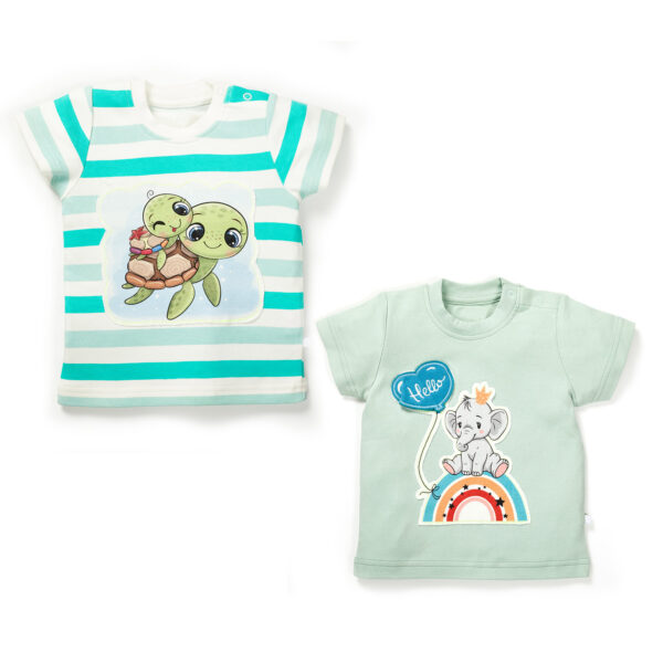 Boys Elephant & Turtle Printed T-Shirt Combo