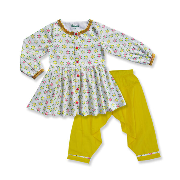 Girls Organic Cotton Rangoli Printed Top & Salwar