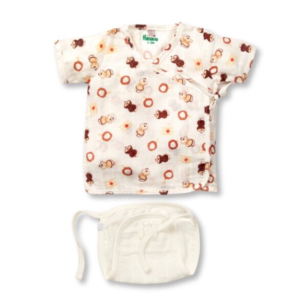 Unisex Damru Printed 100% Organic Cotton Jhabla & Nappy