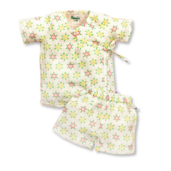 Unisex Geometrical Printed Jhabla and Shorts Set