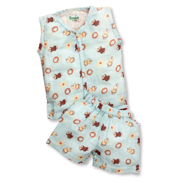 Unisex Damru Printed Organic Cotton Jhabla & Shorts