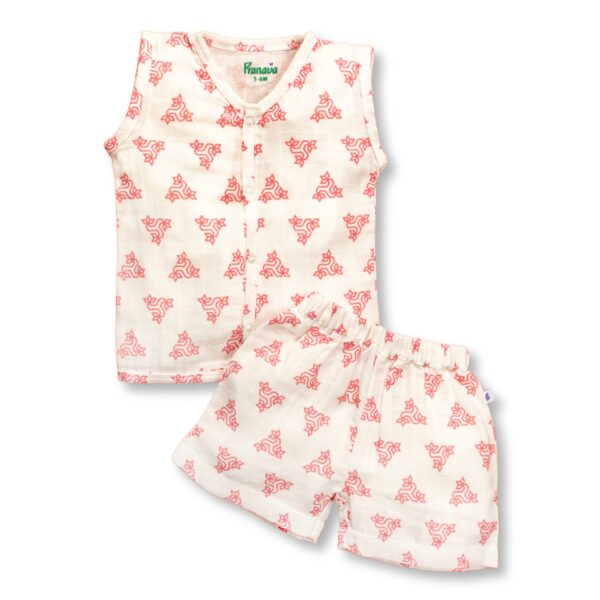 Unisex Triangle Printed Organic Cotton Jhabla & Shorts