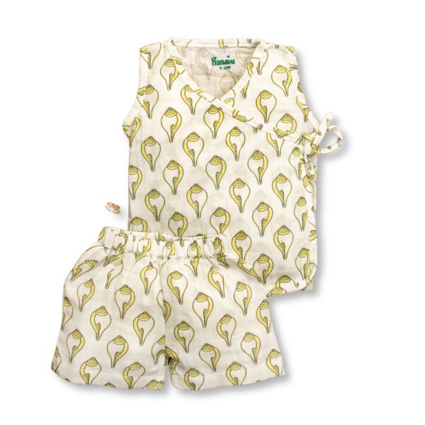 Unisex Shankh Printed Organic Cotton Jhabla & Shorts