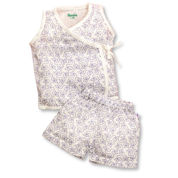 Unisex Baby Geometric Flower Printed Jhabla & Shorts