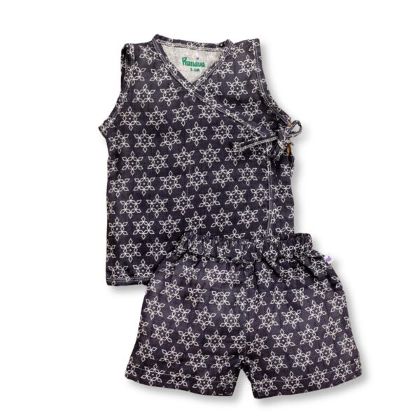 Unisex Baby Star Printed Jhabla and Shorts Set