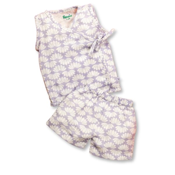 Unisex Lotus Printed Organic Cotton Jhabla & Shorts