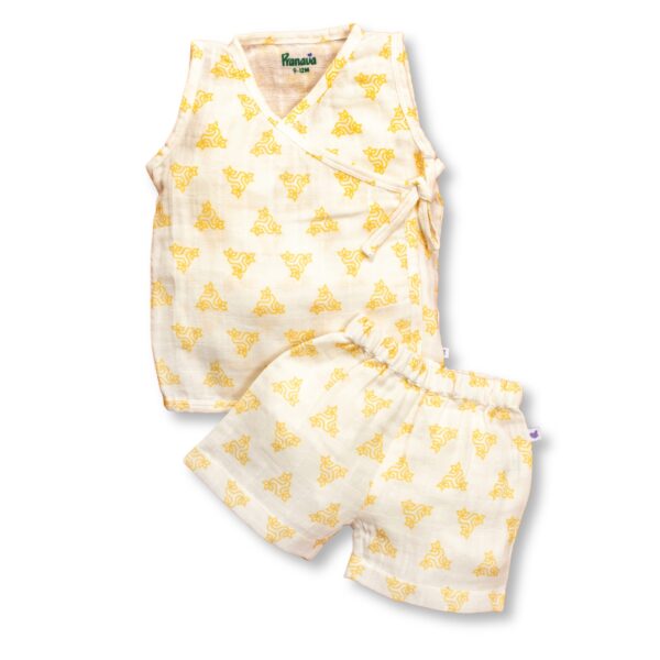 Unisex Triangle Printed Organic Cotton Jhabla & Shorts