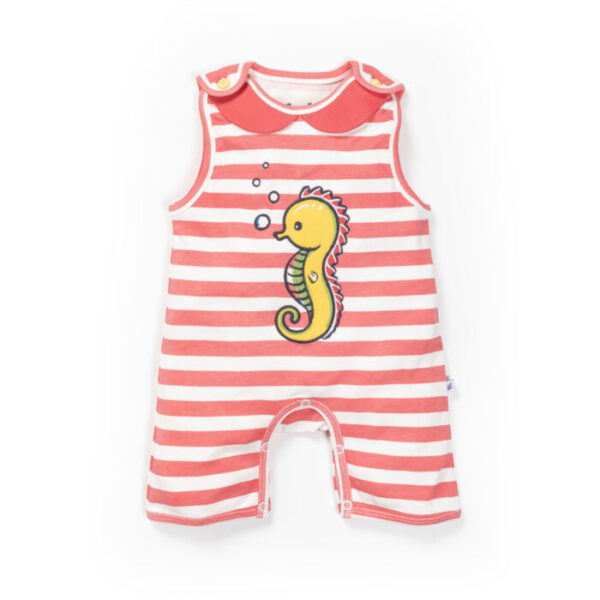 Girls Seahorse Printed 100% Organic Cotton Sleepsuit