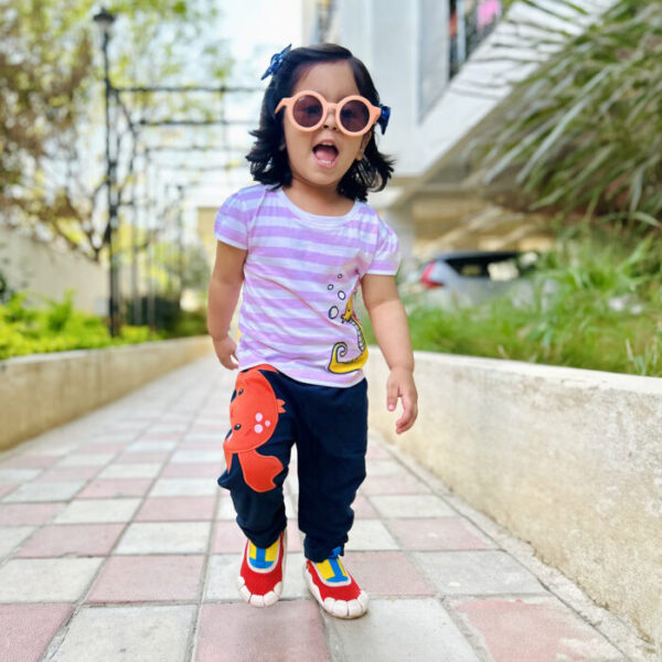 Girls Sea Horse Embroidered 100% Organic Cotton Top