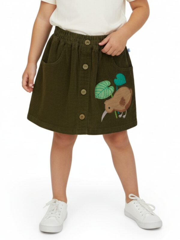 P-039_MAIN Girls Organic Cotton Corduroy Herb Skirt - Image 1