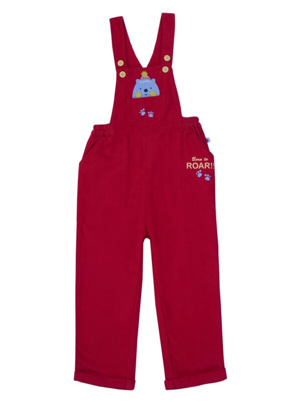 Unisex Organic Cotton Corduroy Tango Red Dungaree - Image 3