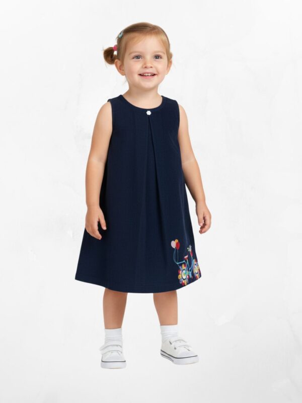 Untitled design(1) Girls Organic Cotton Corduroy Indigo Dress - Image 1
